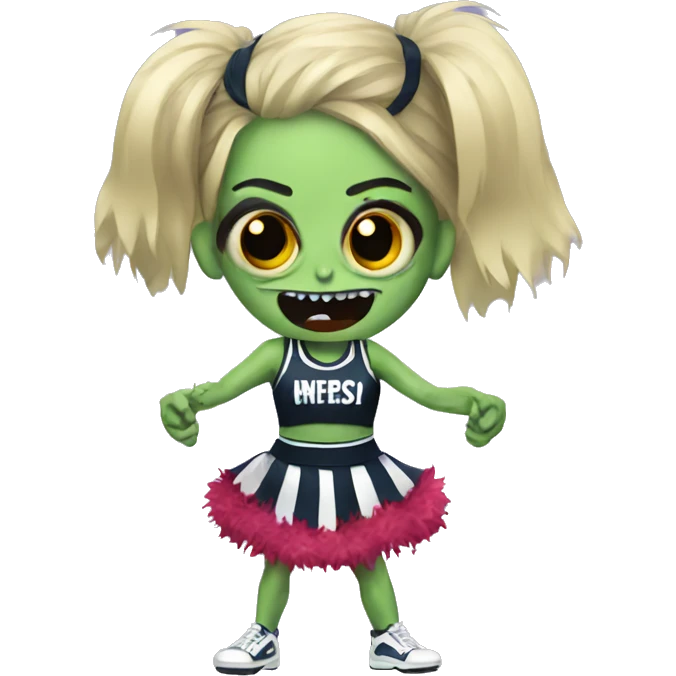 Zombie cheerleader with Pom poms emoji