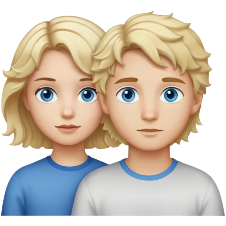 Girl with short wavy hair and blue eyes and a boy with blond hair and hazel eyes emoji