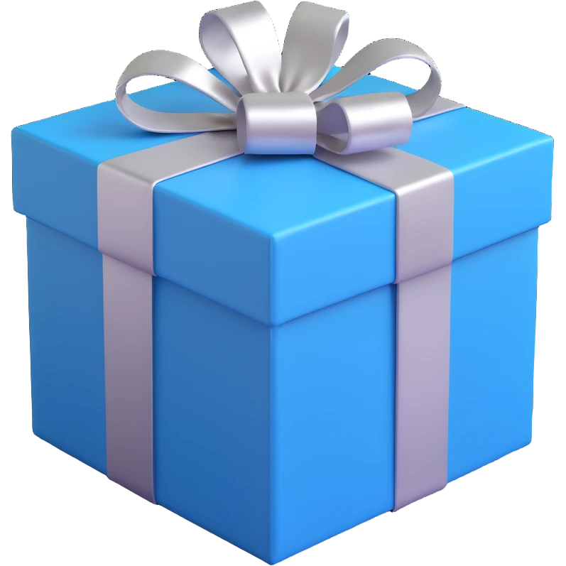gift box, blue with silver ribbon emoji