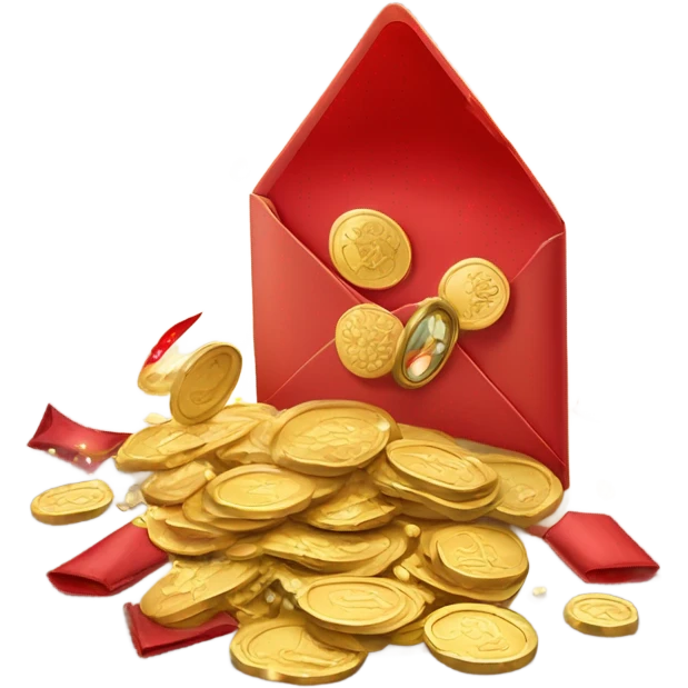 The red envelope contained gold emoji