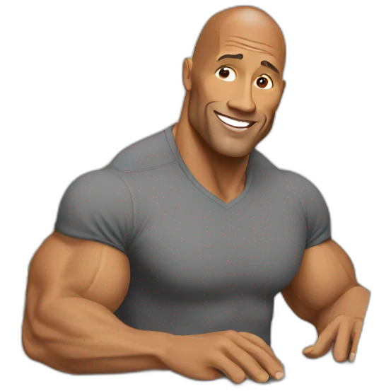 Dwayne Johnson working on a laptop emoji