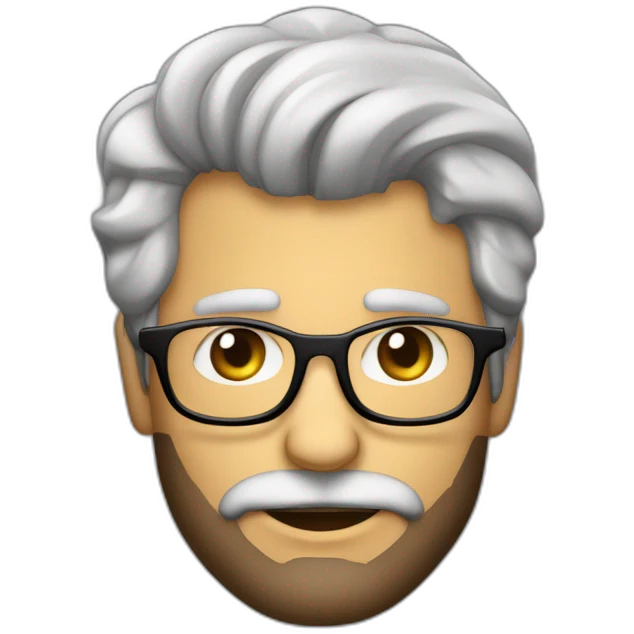 Hombre de cincuenta años pelo corto muy canoso con gafas sin marco y con barba corta emoji