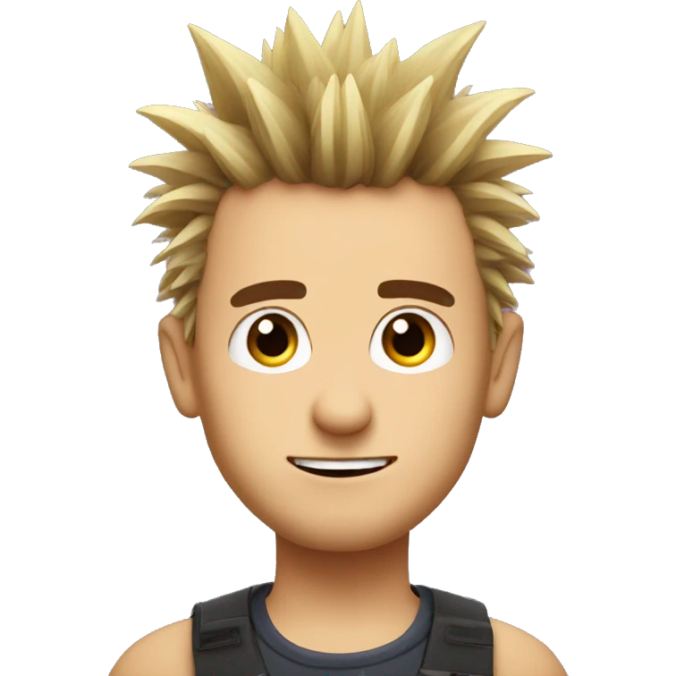 spiky hair, big eyes, handsome emoji