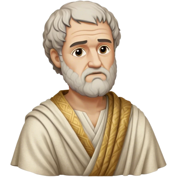 Cinematic Realistic portrait of Aristotle the philosopher, depicted as a wise, contemplative figure in detailed ancient Greek attire, with a textured draped robe and thoughtful expression, bathed in soft classical lighting that highlights his timeless intellect. emoji