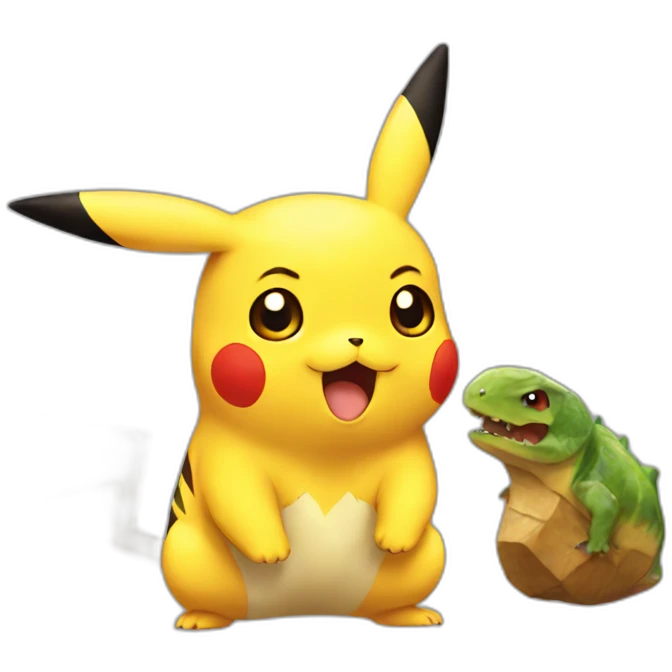 pikachu after a dinosaur emoji