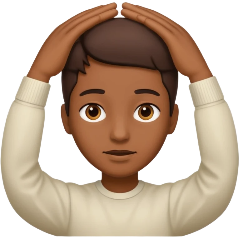 🥷🏽: inspire toi de cet emoji faisant en sorte qu’il est les mains sur les deux côtés de la tête  emoji