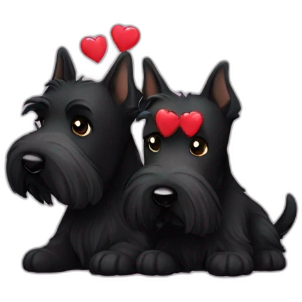 Two black Scottish terrier kissing emoji