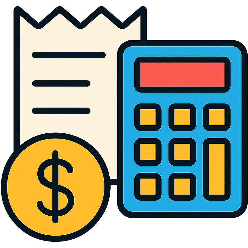 Receipt with calculator and dollar sign for expenses tracking emoji