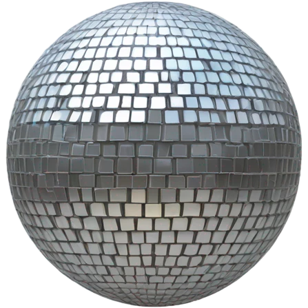 silver Discoball with  light pinbow on top of it emoji