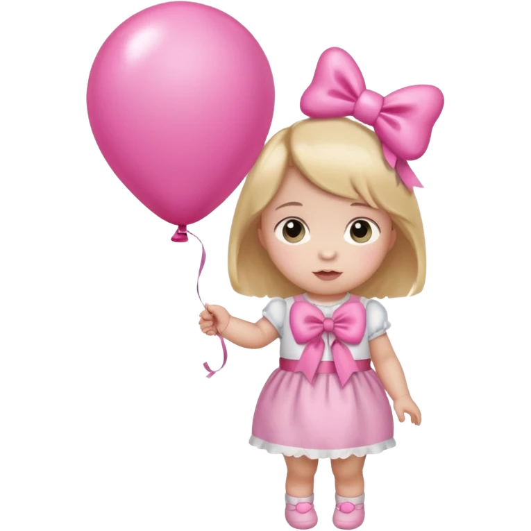 baby bow with pink baloon emoji