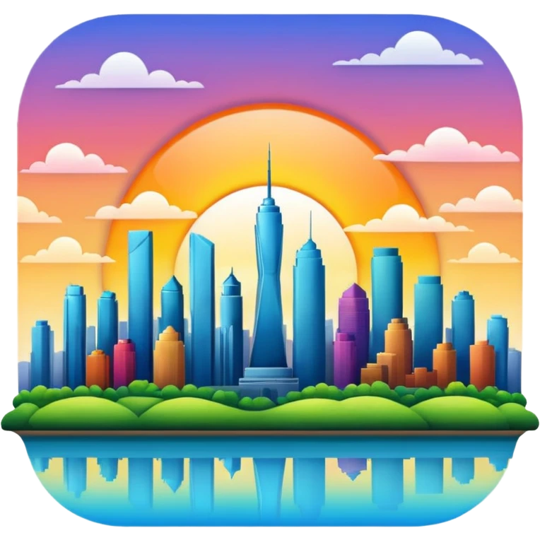 sunrise landscape with a city skyline emoji