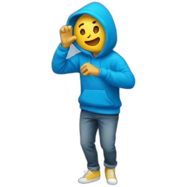 Personne qui dab avec un pull bleu emoji