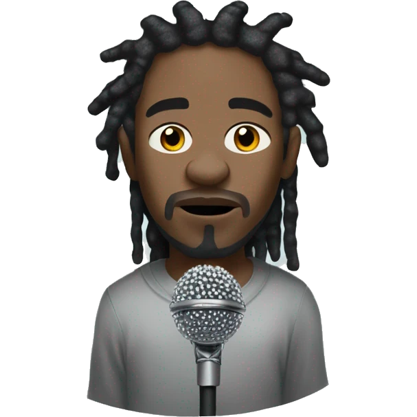 Kendrick lamar, Black person with short dreads and diamond crown of thorns holding a microphone. emoji