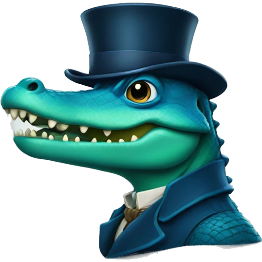 A blue sherlock holmes alligator emoji