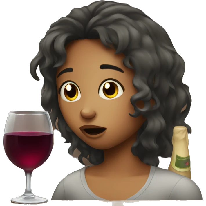 A girl crying while drinking wine emoji