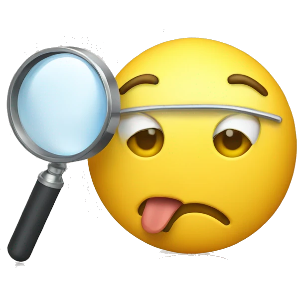 yellow emoji face with holding magnifying glass emoji