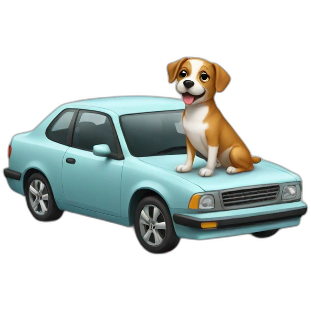 Dog with car emoji