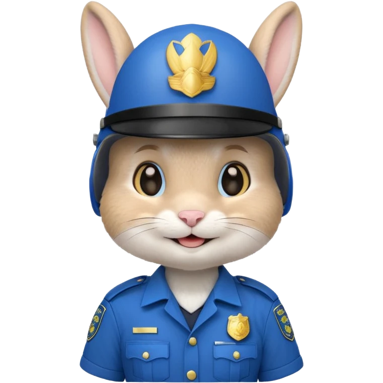 cute Rabbit police, blue uniform including helmet of uniform emoji