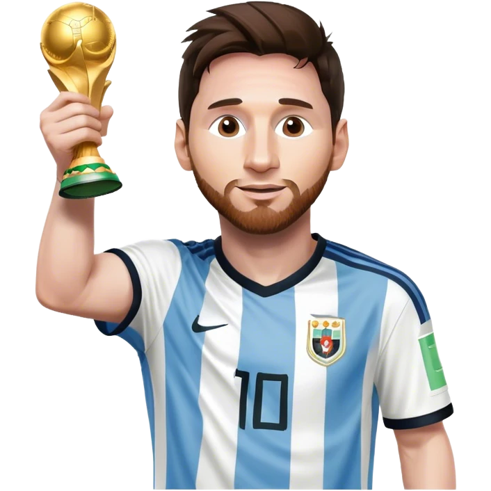 Lionel Messi celebrates with World Cup emoji
