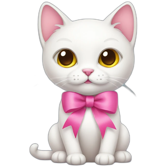 Cat with pink ribbon emoji