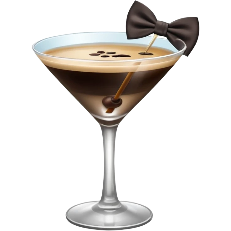 espresso martini with big Black Bow on martini على الكاس من تحت  emoji