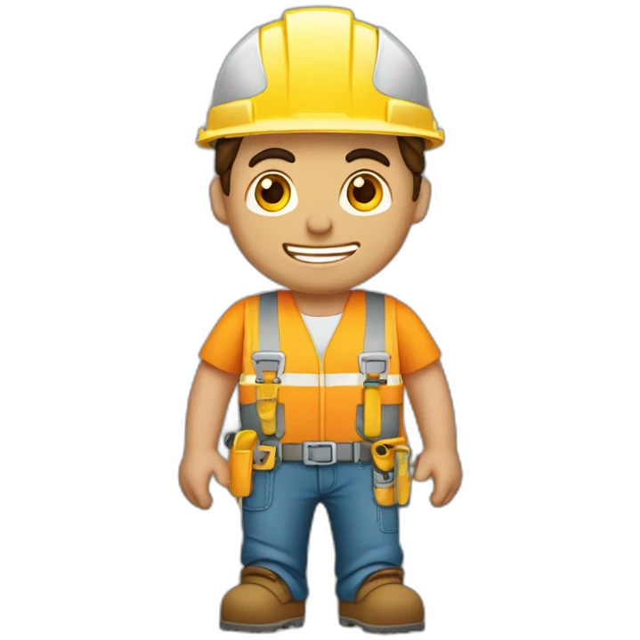 Albañil de construcción hombre saludando emoji