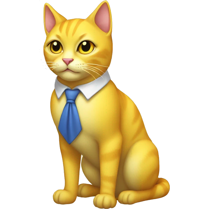 A yellow cat with white, tie, medieval shading, high sorcerer’s shoes emoji