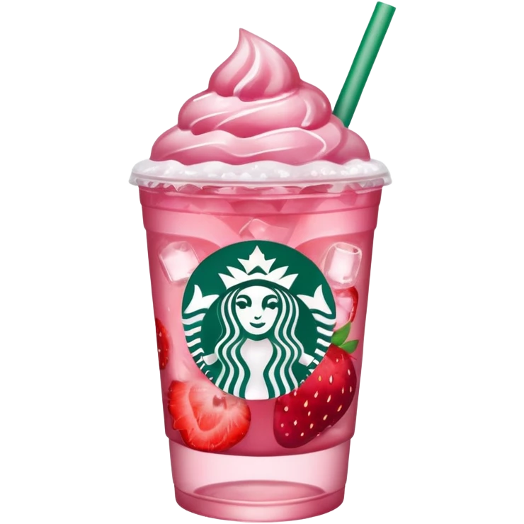 Starbucks pink drink with strawberries and ice emoji