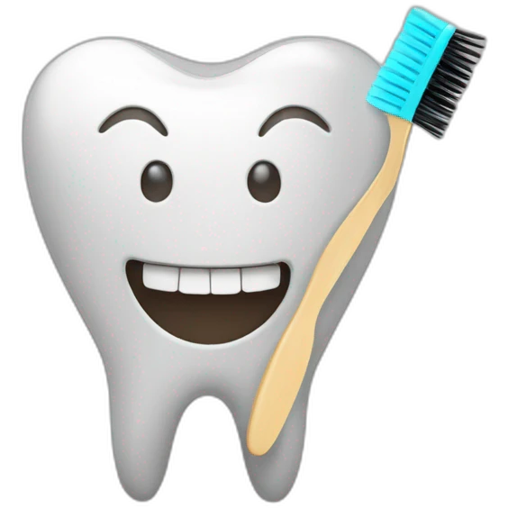 Tooth with brush and smile emoji