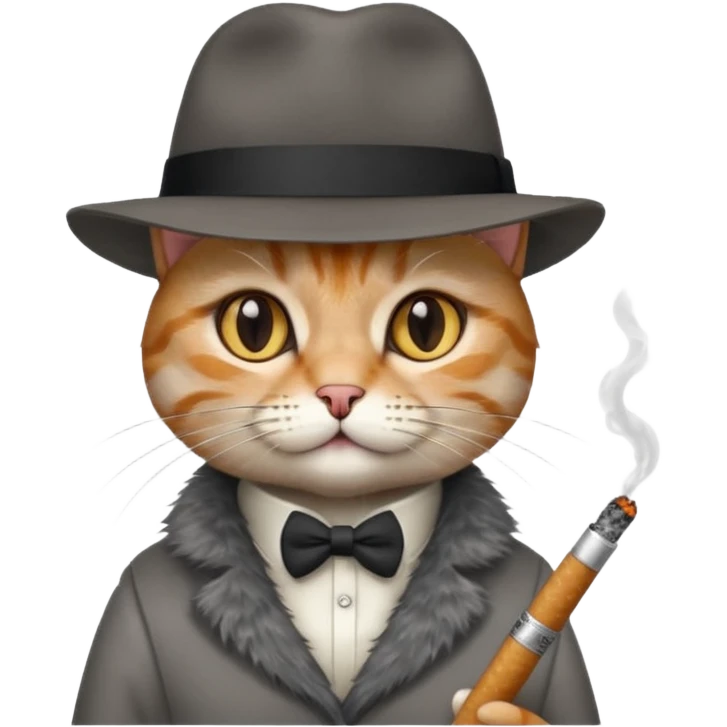 😼 with cigarette and hat emoji