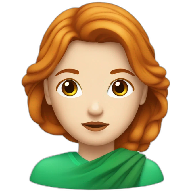 femme rousse avec un œil bleu et un œil vert qui fait de la méditation emoji
