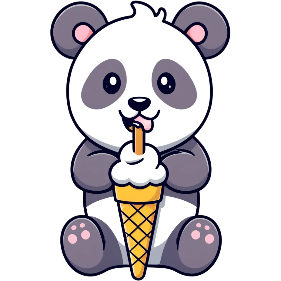 Panda eating ice cream emoji