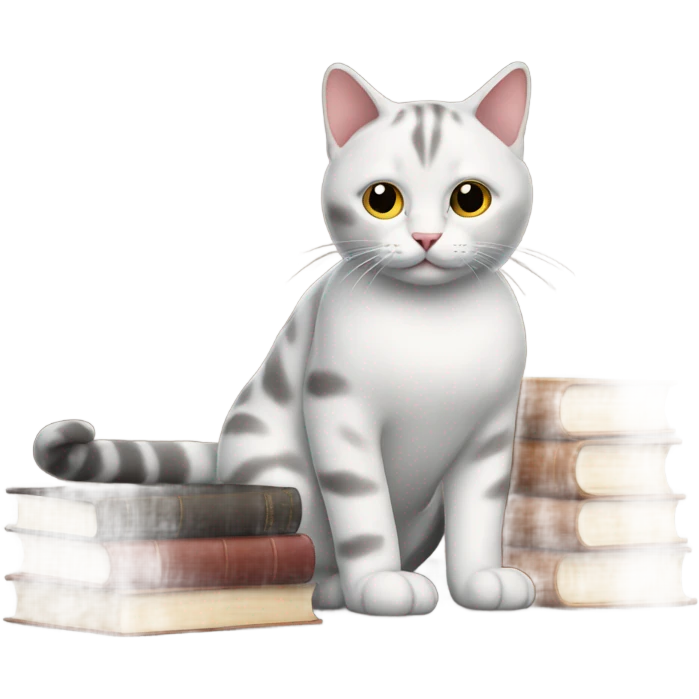 Cat and books emoji