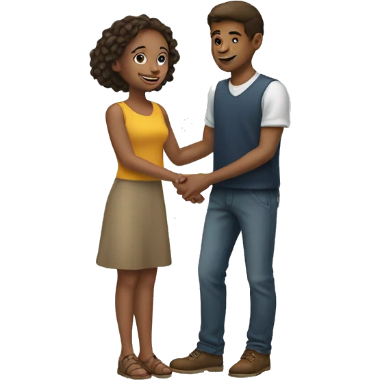 Young man giving a hand to a young woman emoji