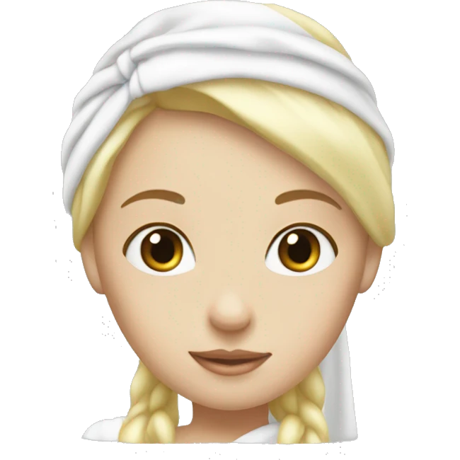 blonde hair girl with a white towel on her head emoji