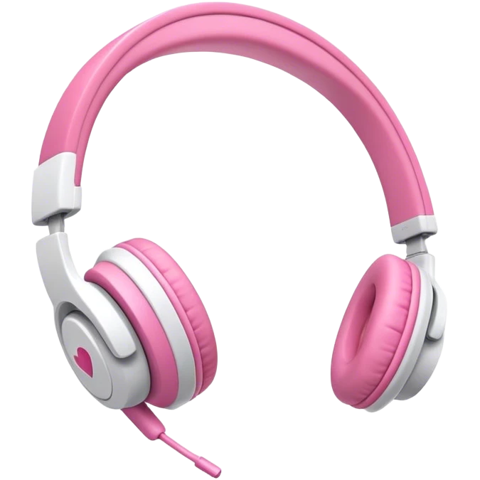 Unos audífonos blancos con un listón rosa  emoji
