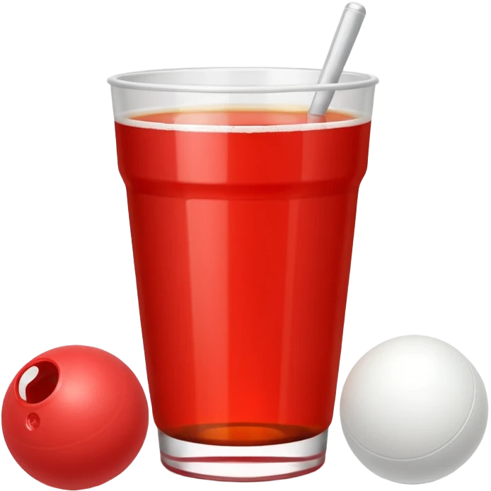Generami l’emoji di un bicchiere da beer pong con una pallina accanto emoji