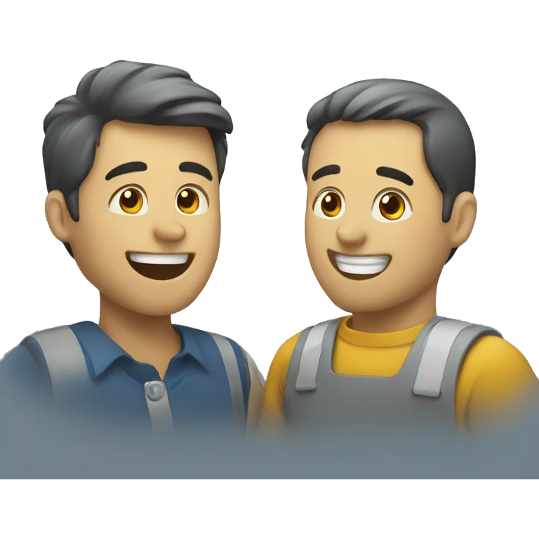 Two happy employees talking to each other  emoji