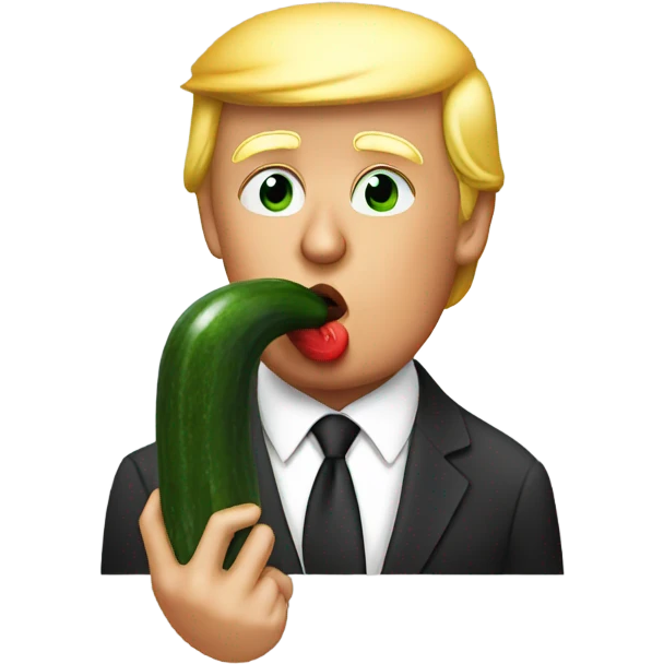trump putting on lipstick with a cucumber  emoji