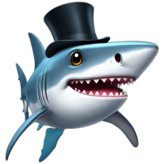 Shark with a top hat emoji
