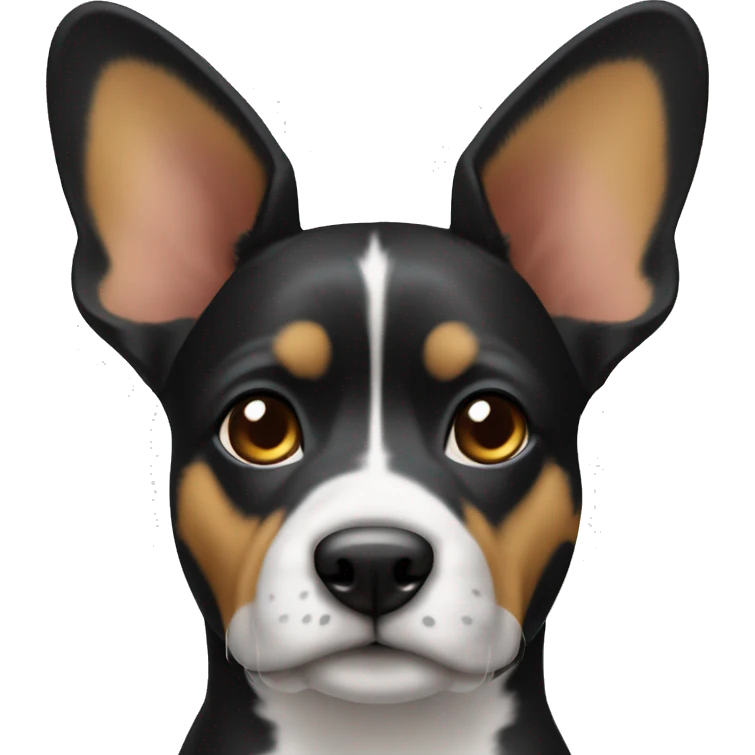 black tri color american bollie with cropped ears emoji