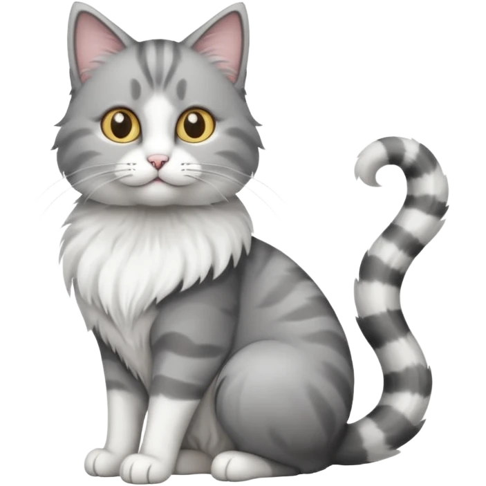 a grey and white cat sitting regally emoji