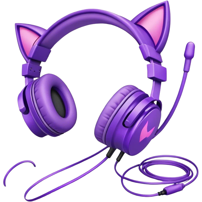 purple gaming headphones with cat ears emoji