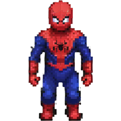 Spider-Man character, pixel art style, inspired by Minecraft, blocky design emoji