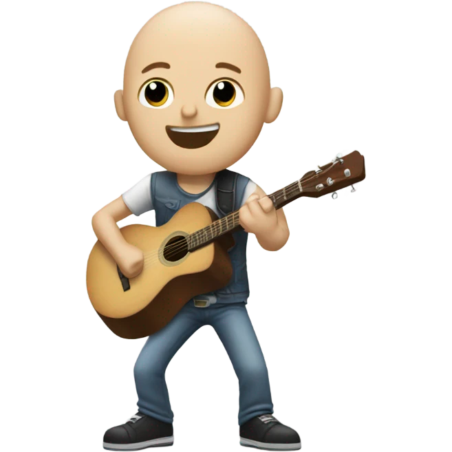 Bald skinny white man playing guitar emoji