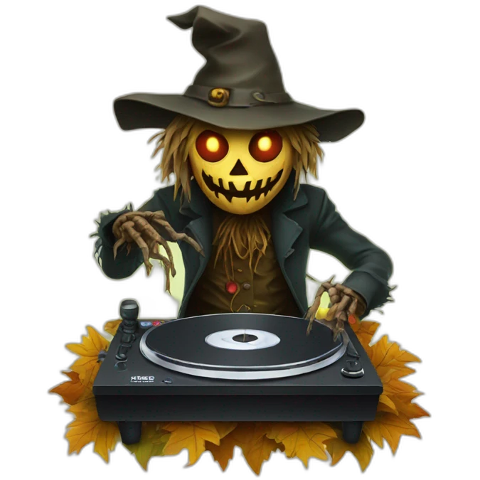 evil scarecrow on double turntables emoji