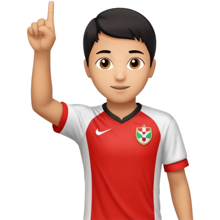 young Peruvian soccer player making victory gesture emoji