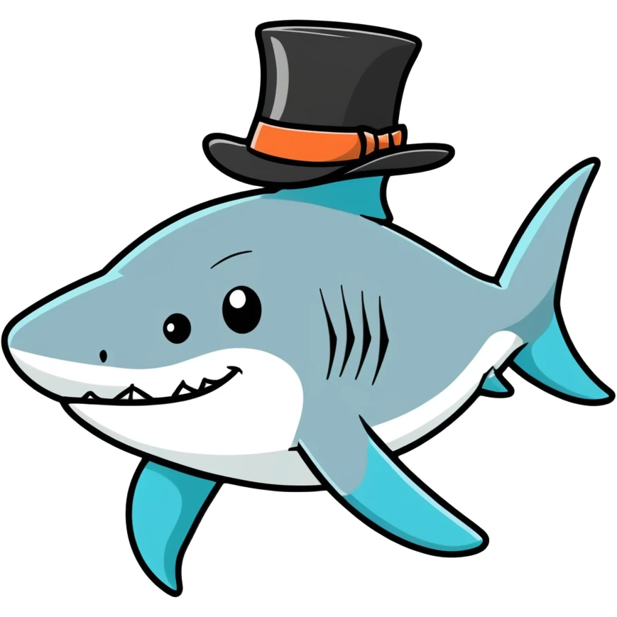 Shark with a top hat emoji