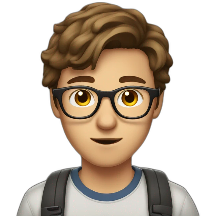 short-haired, brown-haired young man wearing glasses, unable to put a key in the lock of a door emoji