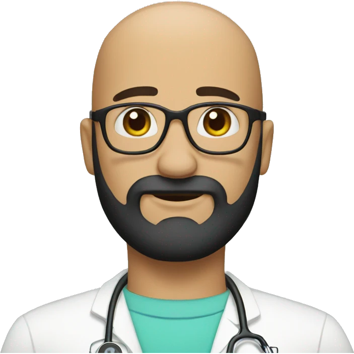 Bald tan doctor crown black beard emoji